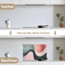 Abstract - Golven - Sierlijk - Roze keuken achterwand spatscherm klein -voor_na_DE