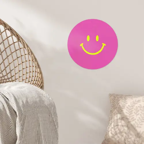 Smiley - Vrolijk - Roze Wandcirkel behangsticker klein -sfeer4