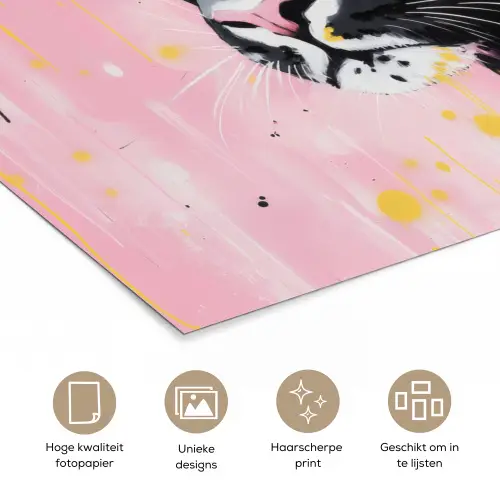 Zwart - Panter - Roze - Abstract poster papier klein -closeup_NL