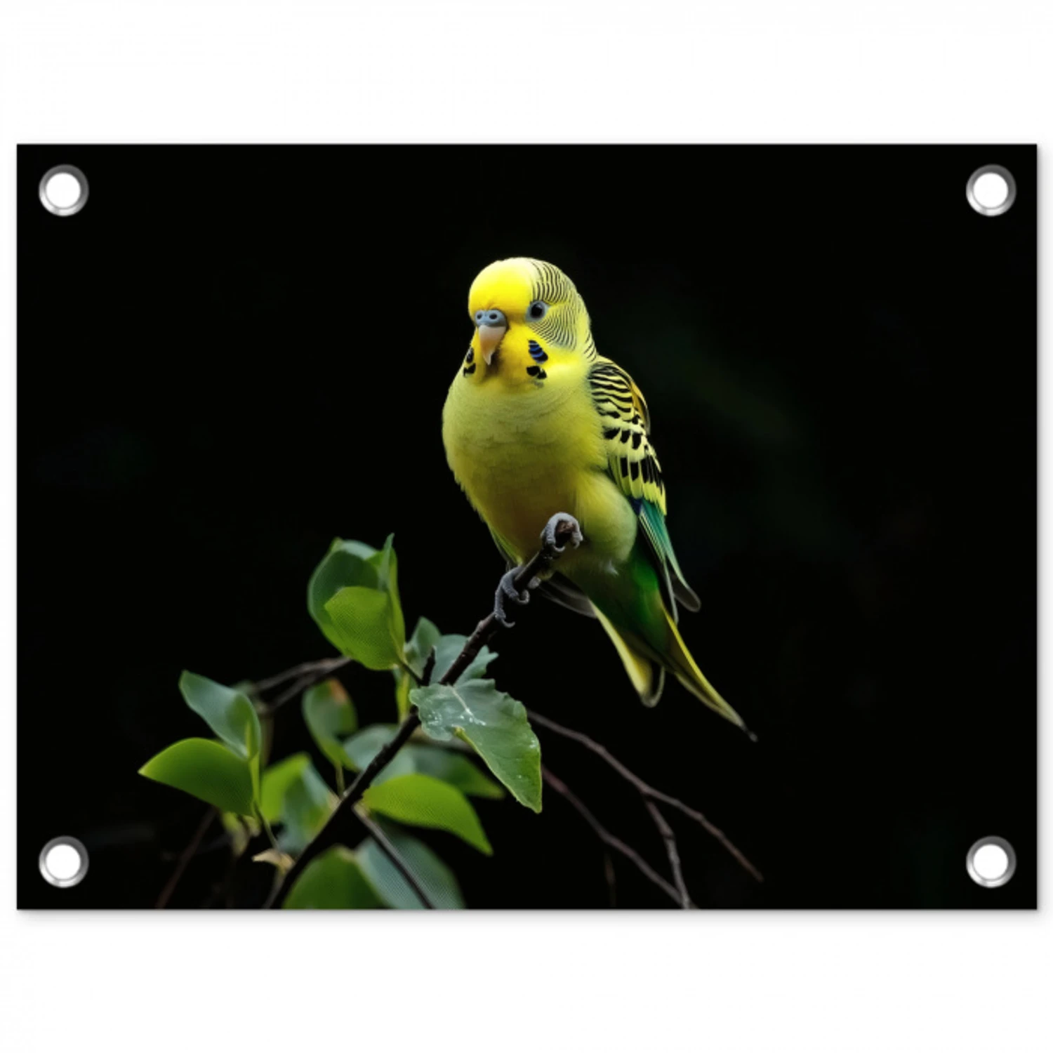 Parkiet - Tak - Bladeren - Geel tuinposter los doek klein -3d