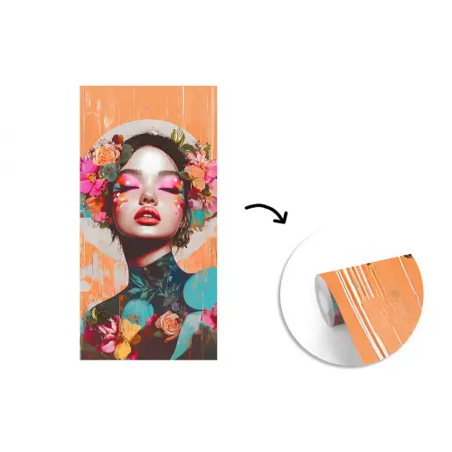 Portret - Vrouw - Abstract - Bloemen fotobehang vinyl groot -3d