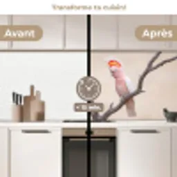 Papagaai - Tak - Roze keuken achterwand 2 middel -voor-na2_FR