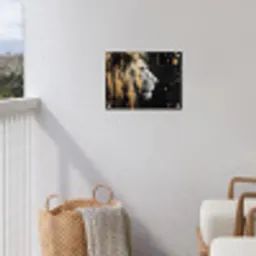 Portret - Leeuw - Abstract - Goud tuinposter los doek klein -sfeer8