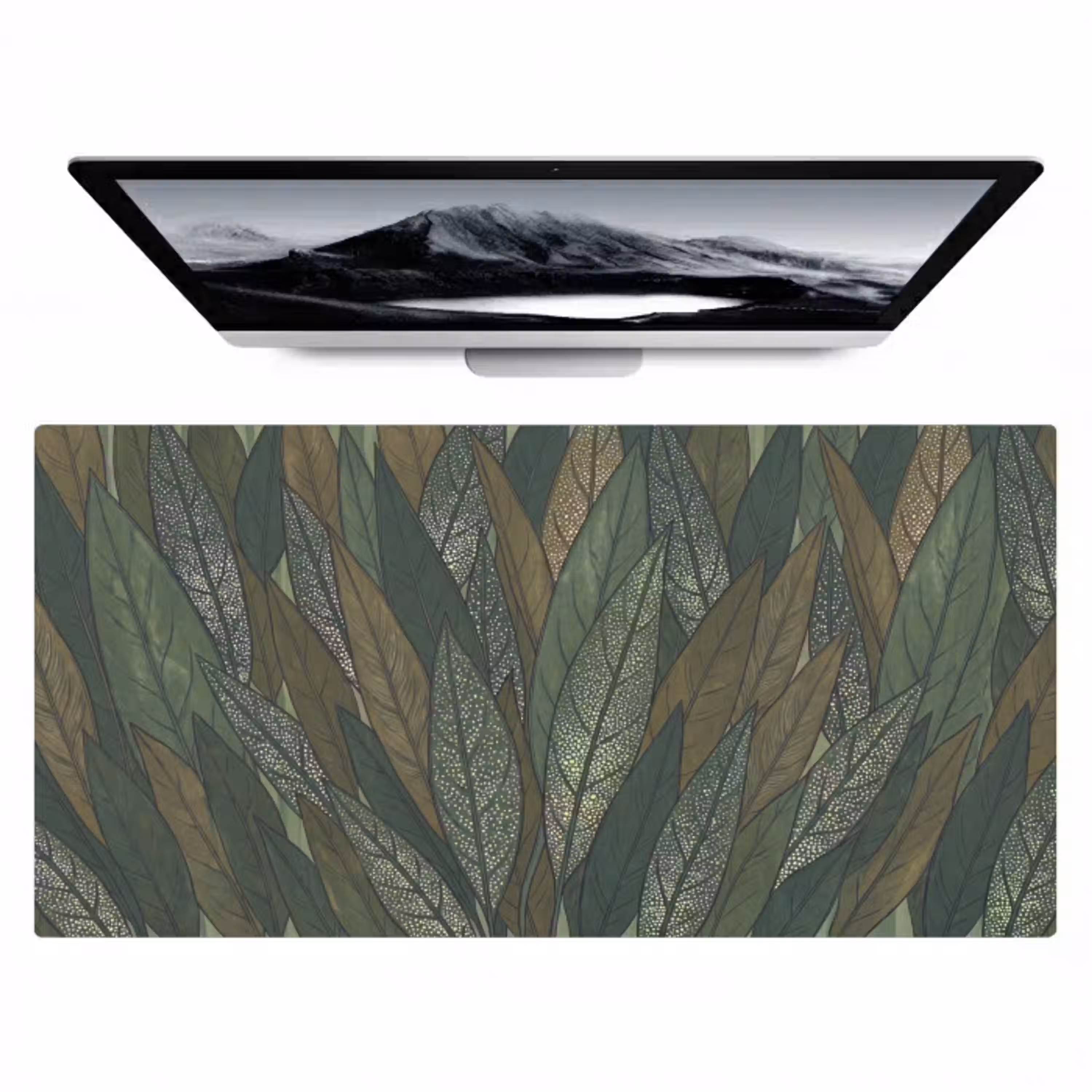 Bladeren - Patroon - Gestippeld - Natuur - Groen Muismat XXL klein -zzz3d