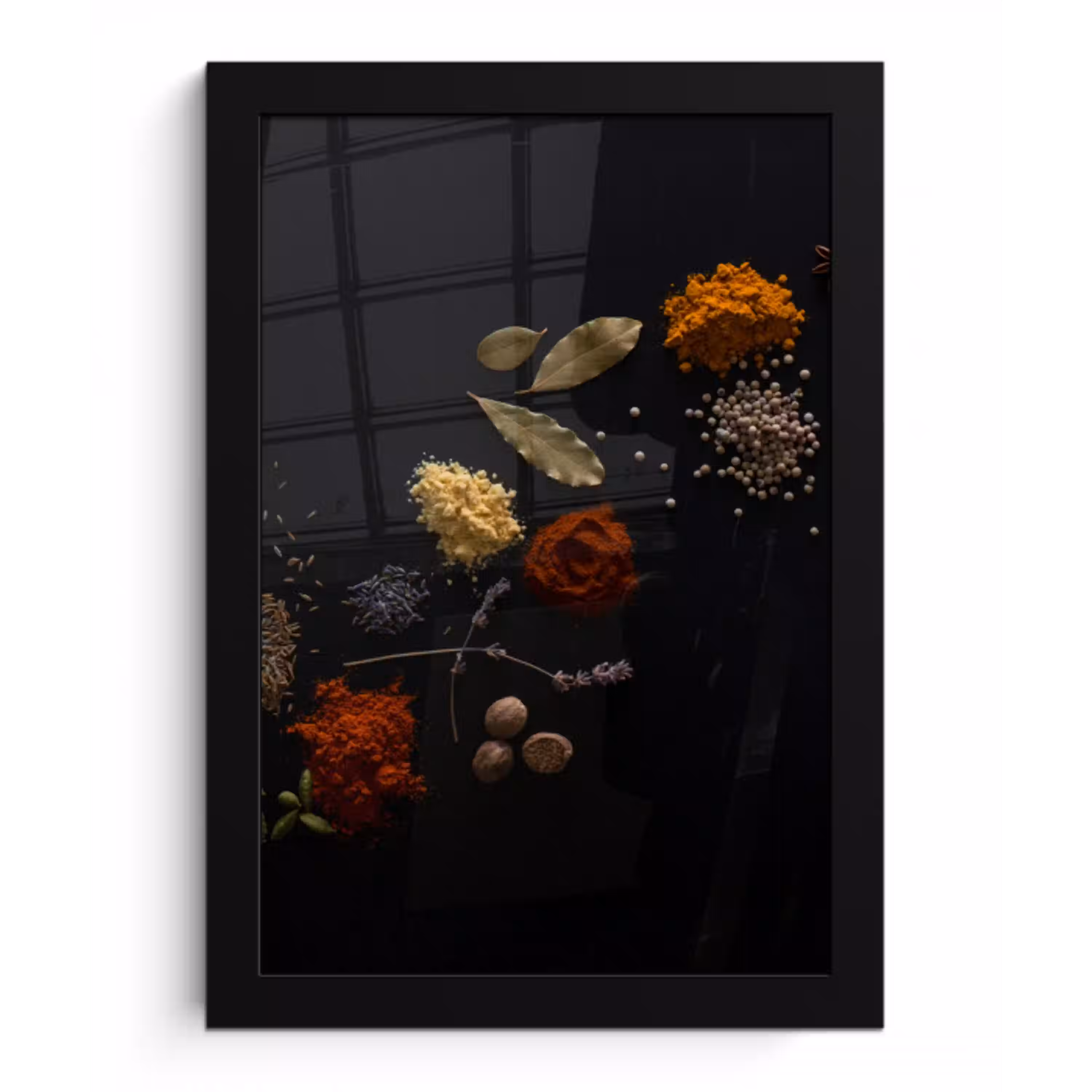 Kruiden - Zwart - Specerijen - Keuken - Koken fotolijst zwart zonder passe partout klein -3d