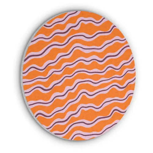 Retro - Golvend - Oranje Akoestische PET Vilt - Rond klein 838 -3d