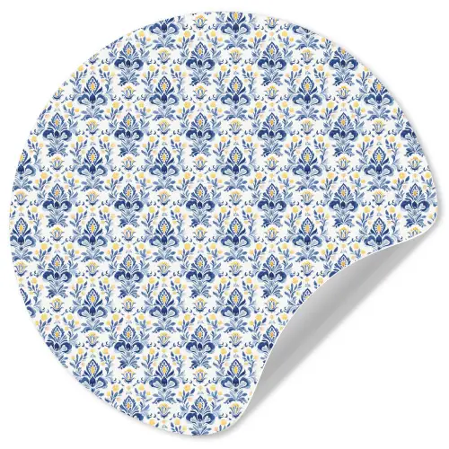 Frans - Citroen - Royaal - Blauw - Geel Wandcirkel behangsticker klein 186 -3d