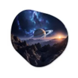 Fantasy - Kosmos - Landschap Wandcirkel Organisch Aluminium middel -3d