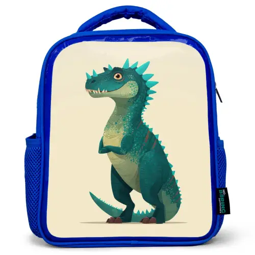 Dinosaurus - Turquoise - Stekels Kinderrugzak - Blauw middel -3d