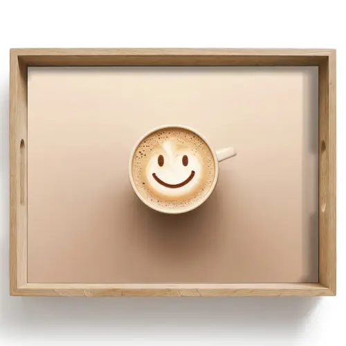 Koffie - Melkschuim - Lach - Beige Dienblad Rechthoek middel -z3d_shopping