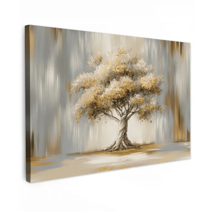 Boom - Bladeren - Abstract - Wit canvas 2cm klein -z3d