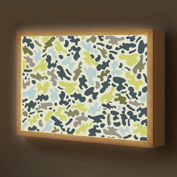 Camouflage - Groen - Blauw - Jongens - Kinderen Light Box met batterij (Wandlamp kind) middel -z3d_website