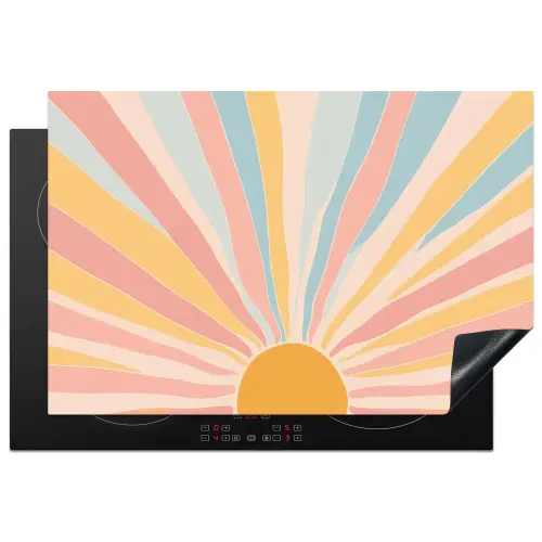 Illustratie - Zon - Pastelkleuren Inductie beschermer vinyl 3mm klein -3d