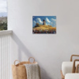 Windmolen - Heuvel - Bloemen - Kleurrijk tuinposter los doek klein -sfeer8
