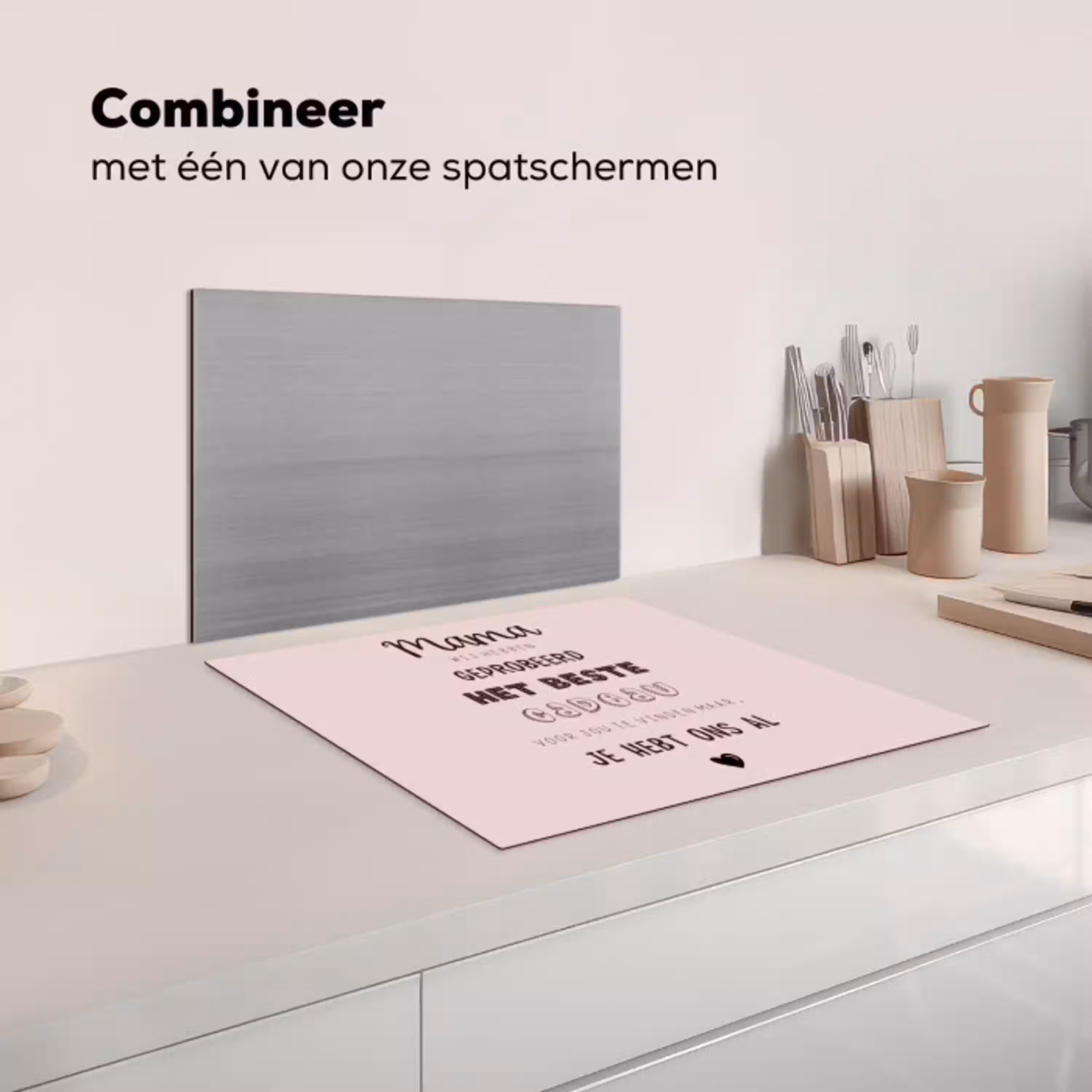 Spreuken - Quotes Mama Je Hebt Ons Al - Moederdag cadeau voor mama - Roze Inductie beschermer vinyl 3mm middel -wsfeer7_website