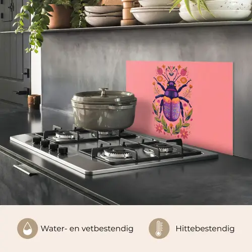 Paars - Kever - Stipjes - Bloemen keuken achterwand spatscherm klein -usp_NL