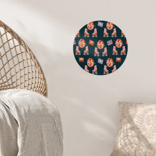 Rolschaatsen - Patroon - Disco Wandcirkel behangsticker klein 186 -sfeer4