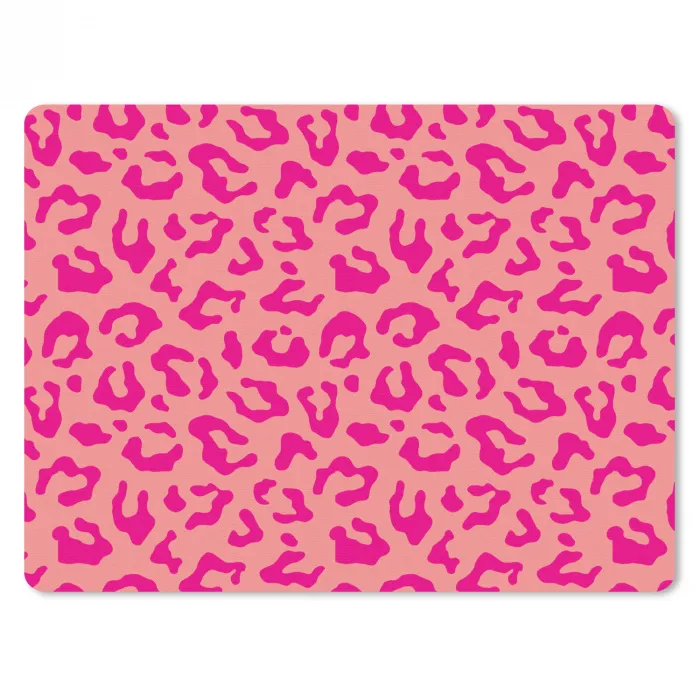 Panterprint - Roze - Dierenprint - Minimalistisch muismat rubber klein -3d