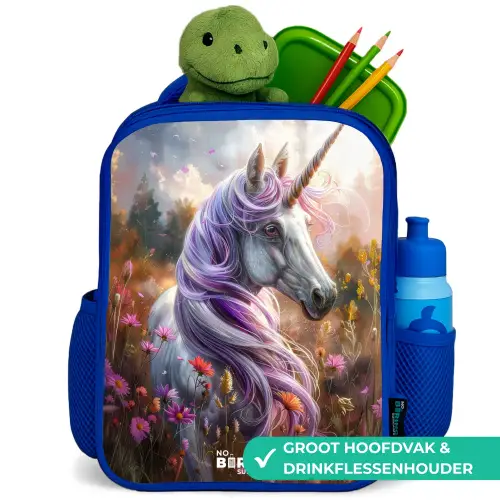 Lavendel lentehoorn Kinderrugzak - Blauw middel -inhoud_NL