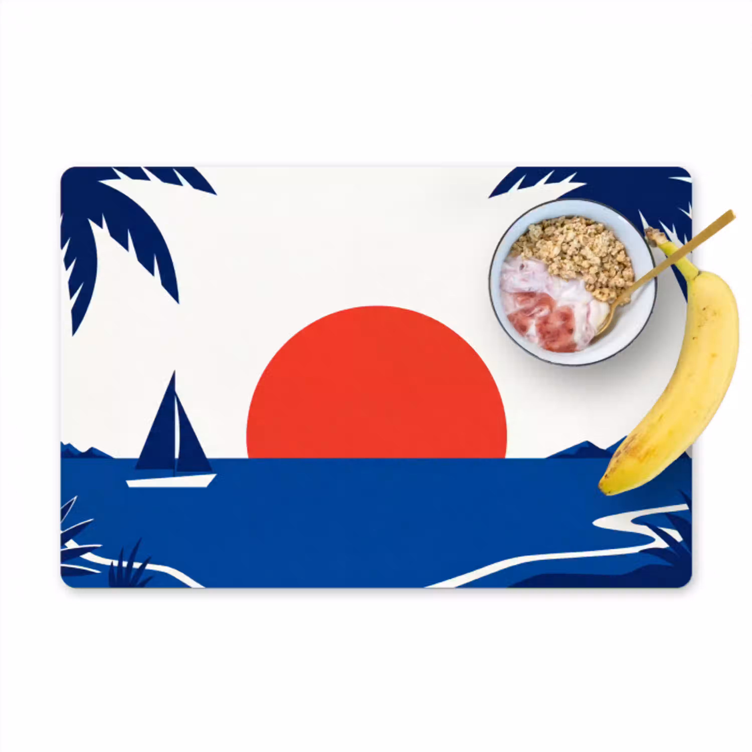 Zonsondergang - Zee - Palmboom - Tropisch - Modern Placemat vinyl groot -zzzproduct_Kitchenyeah-website