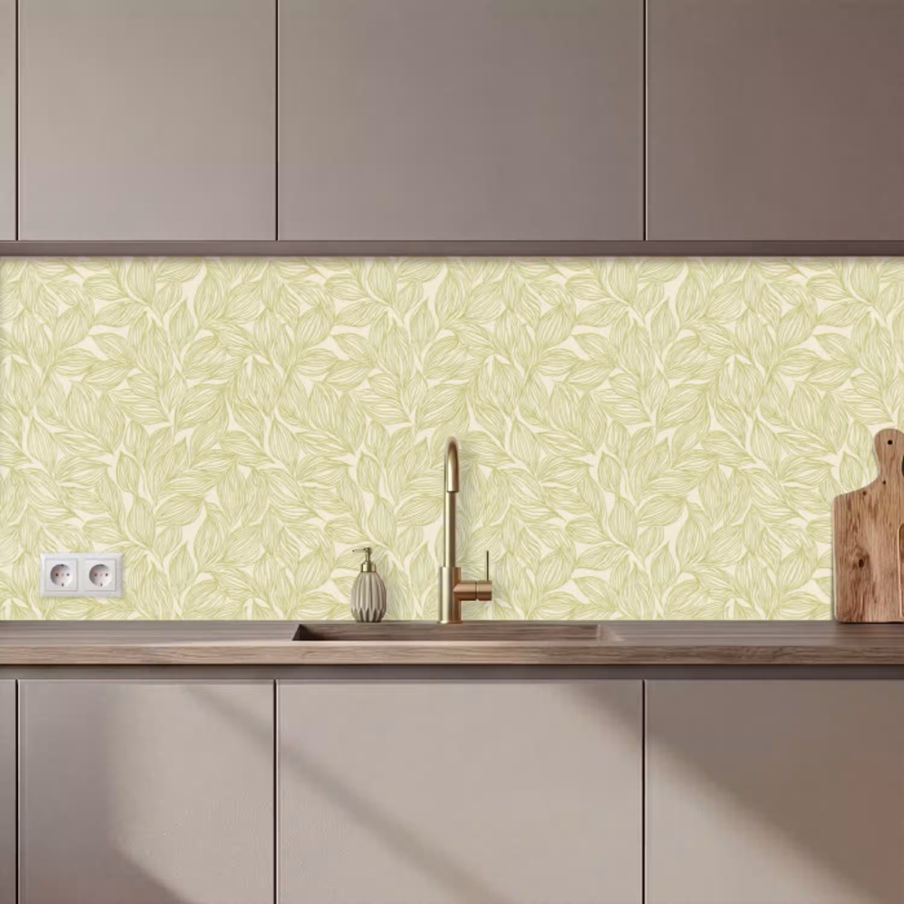 Saliegroen - Botanisch - Bladeren - Handgetekend - Patroon keuken achterwand 2 middel 871 zz_3dshopping