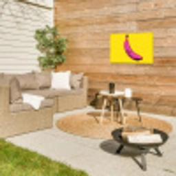 Banaan - Grafisch - Geel Tuinposter op houten frame 2 cm dik klein -sfeer2