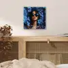 Vrouw - Blauw - Bloemen - Vlinders - Natuur aluminium wit klein -sfeer3