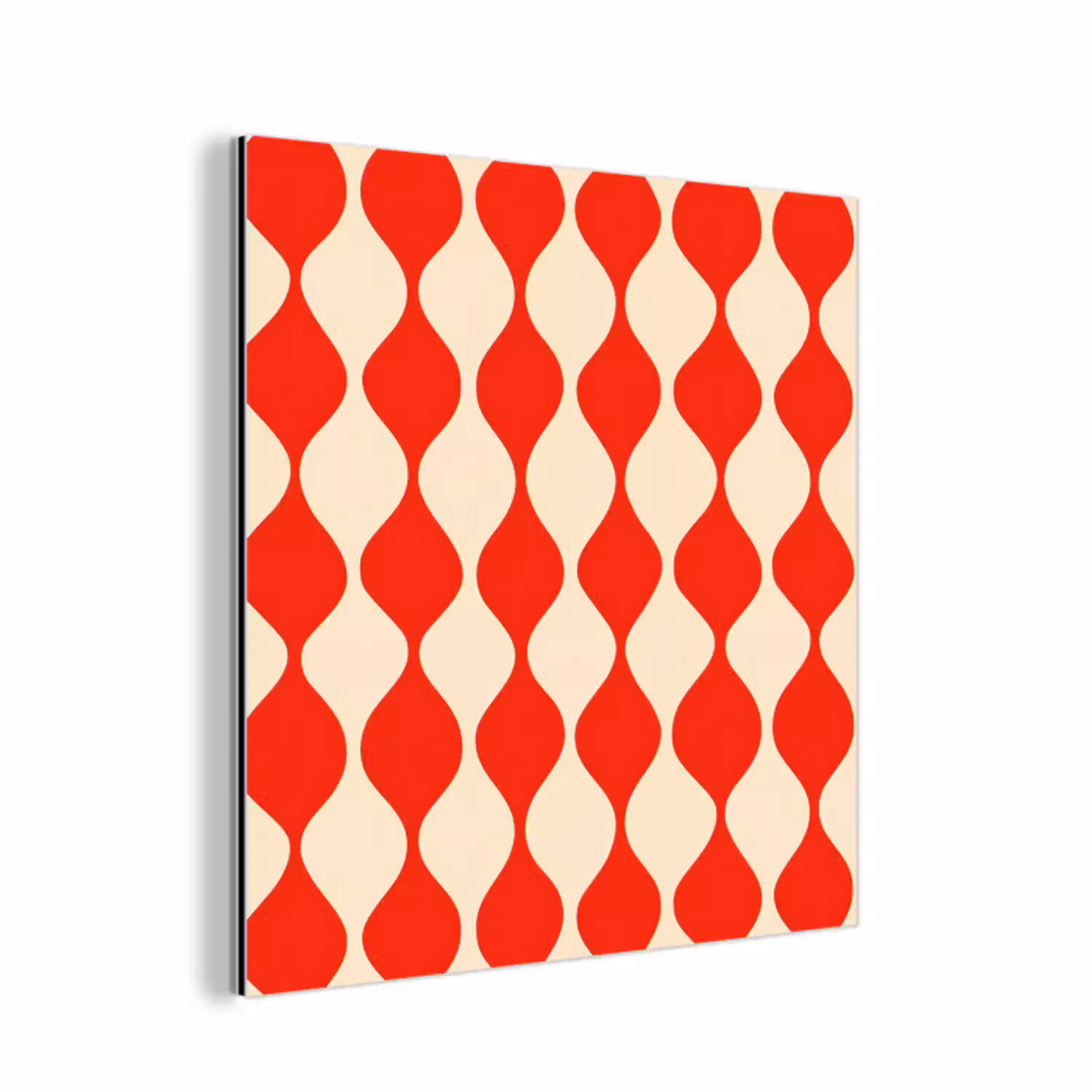 Golvend patroon - Retro - Rood - Beige aluminium wit klein 46 -3d