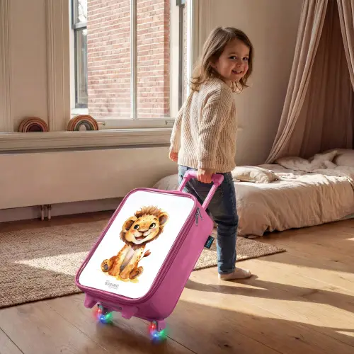 Baby leeuw Kinderkoffer - Roze klein -sfeer1