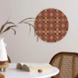 Retro - Bloemen - Bruin Wandcirkel kunststof plaat 5mm dik klein 188 -sfeer4