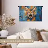 Kat - Kleurrijk - Oranje - Blauw Wandkleed katoen klein -sfeer1