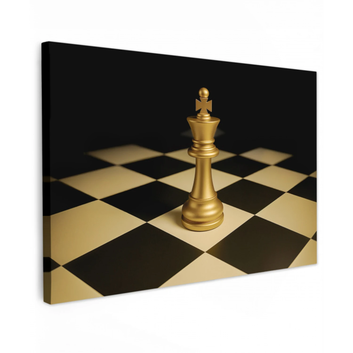 Schaakstuk - Koning - Schaakbord - Geblokt canvas 2cm klein -z3d