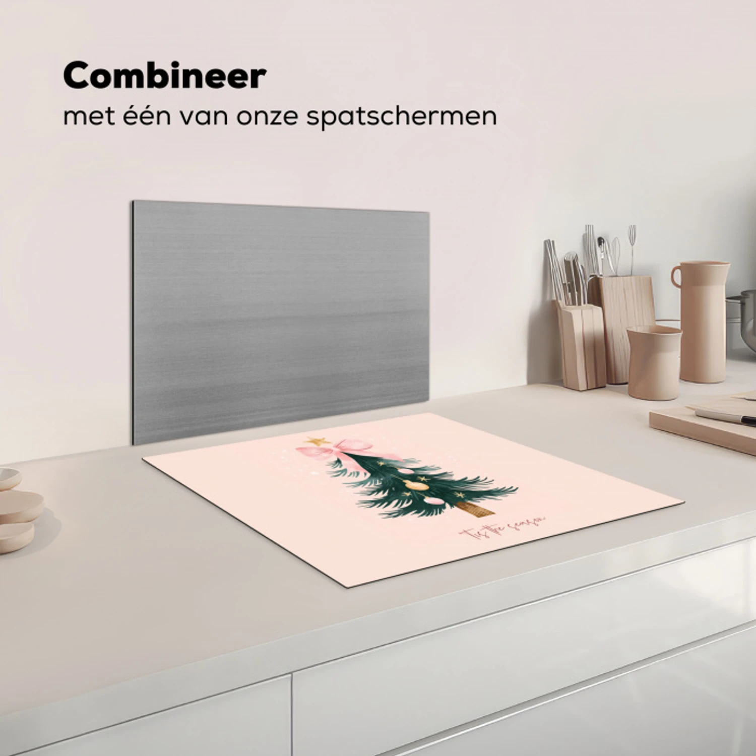 Christmas Season - Kerst - Kerstboom - Roze Inductie beschermer vinyl 3mm middel -wsfeer7_website