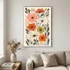 Veldbloemen - Stengels - Blaadjes - Groen Textielframe zwart klein -sfeer1