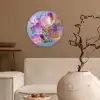Bloemen - Paars - Overloop - Meeldraden Wandcirkel kunststof plaat 5mm dik klein -sfeer1