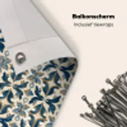 Tegel - Patroon - Blauw - Beige Balkonbeschermer Duitsland klein 596 -closeup_NL