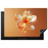 Glazen - Bloem - Oranje Inductie beschermer vinyl 3mm klein -3d