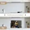 Melkmeisje - Kunst - Panterprint - Vermeer - Schilderij - Oude meesters keuken achterwand spatscherm klein -voor_na_NL