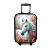 Wit paard omringd door bloemen Kinderkoffer - Zwart klein -3d