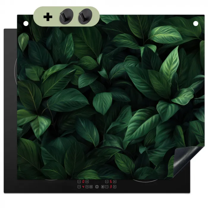 Bladeren - Ovaal - Groen - Nerven Inductie beschemer met haakjes middel -3d