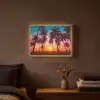 Palmboom - Zonsondergang - Horizon - Strand - Oranje - Roze Light Box met batterij (Wandlamp) middel -sfeer4
