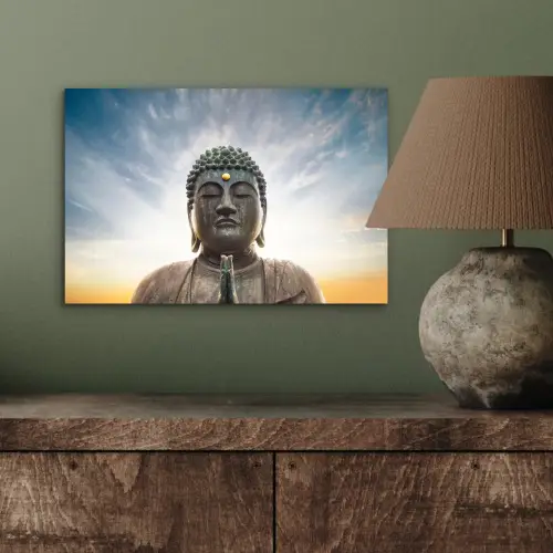 Boeddha hoofd - Buddha - Lucht - Spiritueel - Meditatie aluminium wit klein -sfeer2