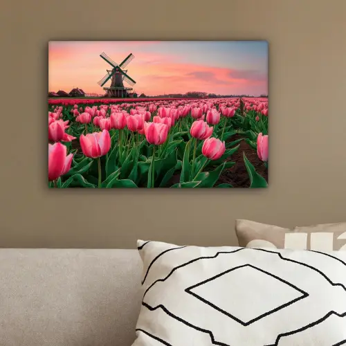 Tulpen - Molen - Nederland canvas 2cm klein -sfeer3