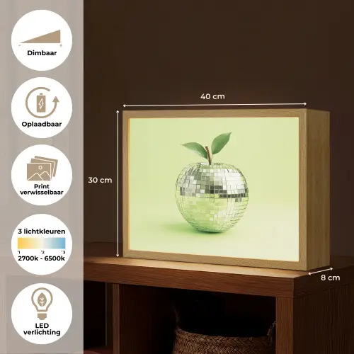 Groen - Disco - Decoratie - Appel Light Box met batterij (Wandlamp) middel -USP_websiteoverzichtNL
