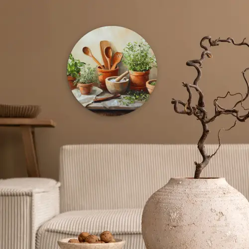 Potten - Kruiden - Hout Wandcirkel kunststof plaat 5mm dik klein -sfeer1