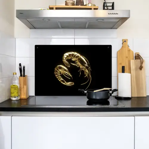 Garnalen - Zwart - Goud - Dieren Inductie beschemer met haakjes klein -sfeer2