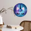 Eenhoorn - Sterren - Magisch - Blauw Wandcirkel kunststof plaat 5mm dik klein -sfeer4