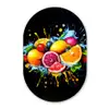Fruit - Graffiti - Kleurrijk - Sinaasappel - Aardbei - Abstract Wandcirkel Ovaal Forex klein -3d