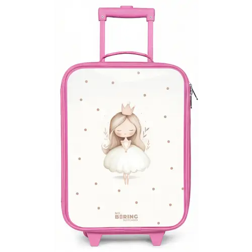 Ballerina prinses tussen beige stippen Kinderkoffer - Roze klein -zz3dotto