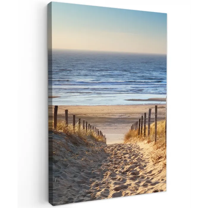 Strandpad bij Zonsondergang Tuinposter op houten frame 2 cm dik klein -3d